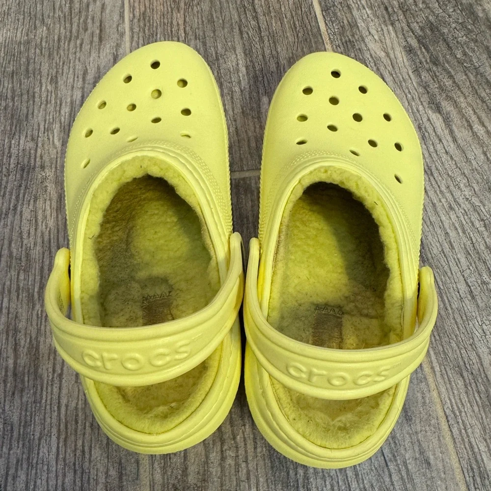 Fur lined kids CROCS size 2
